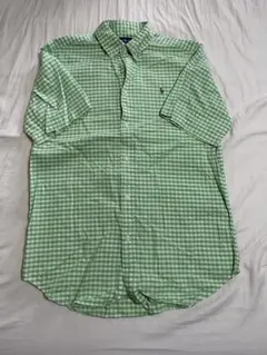 ラルフローレン　ポロ ロゴ刺繍 半袖シャツ 緑のチェック