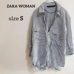 ZARA WOMAN ストライプ柄 五分袖シャツ 【S】