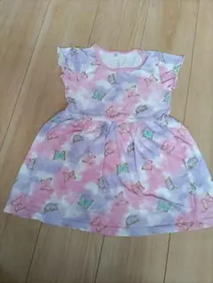 蝶プリント 半袖ワンピース 110サイズ