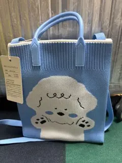 ニットショルダーバッグ ブルー