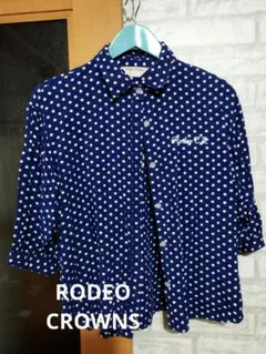 Rodeo Crown ネイビー ドット柄 五分袖シャツ