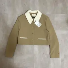 【未使用】韓国ファッション ベージュ クロップドジャケット Mサイズ相当