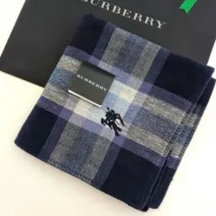 新品☆バーバリー☆タオルハンカチ　ガーゼ　ホースマーク刺繍