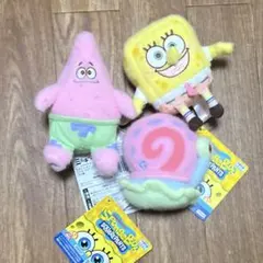 【新品・未使用】スポンジボブ ミルキーボア ぬいぐるみ3体セット