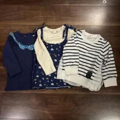 90size 女の子 長袖カットソー3枚セット
