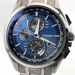 稼働品】CITIZEN/シチズン電波ソーラーAT3050青文字盤 軽量 チタン 