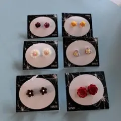 花モチーフピアス6ペアセット