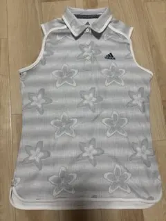 adidas ゴルフウェア花柄ノースリーブポロシャツ M