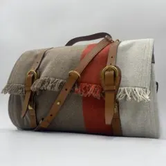 トリーバーチ 2way ウール レザー ショルダー メッセンジャーバッグ グレー