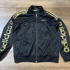 adidas 黒金　ジップアップジャージ