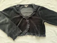 a.v.v 130 ベロア　黒　長袖　ボレロ　カーディガン　レース　ベロア　美品