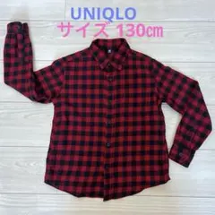 【UNIQLO】柔らかな生地フランネルシャツ‼️チェック赤&黒・サイズ130㎝
