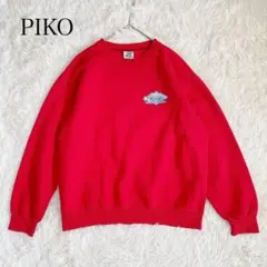 PIKO ピコ　スウェット　トレーナー　ビックロゴ　長袖　赤　L 綿　混　裏起毛