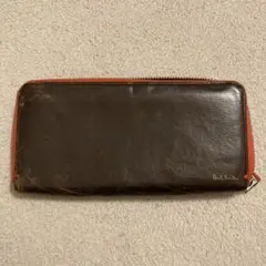 Paul Smith レザー長財布 ダークブラウン/オレンジ