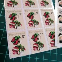 クリスマス 切手型 シール ヴィンテージ風 アンティーク レトロ 18片 -1