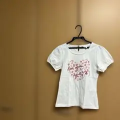 アニエスベーホワイト ハート型花柄 Tシャツ 38