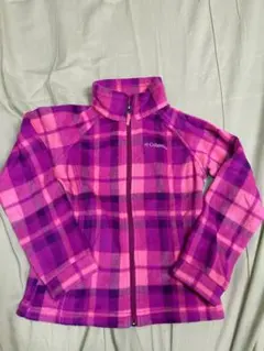 Columbia フリースジャケット S (7/8) ピンク チェック柄