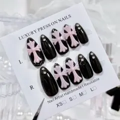 ネイルチップ 現品 ワンホン 韓国 シズニルック y2k ピンク クロム クロス
