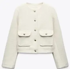 ZARA ノーカラー ブークレジャケット L 2026年最新】ZARA レディース ノーカラージャケットの人気アイテム