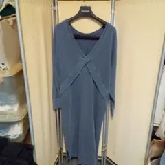 ⬛美品ダークブルー Vネック カットソーワンピース⬛