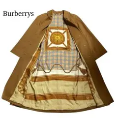 レア♪バーバリーズ ウール ロングコート 金ボタン スカーフ柄 キャメル