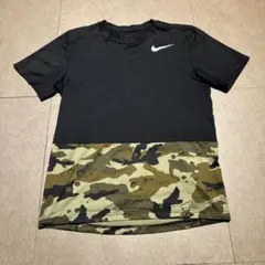 Nike drifit スポーツウェア　半袖tシャツ ランニング　黒　迷彩　S
