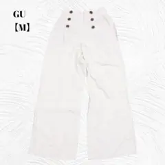 美品✨️GU　ジーユー【M】 ハイウエスト ワイドパンツ フロントボタン　白
