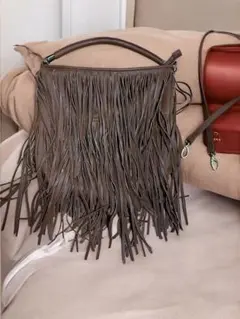 H&M フリンジ付きブラウンバッグ