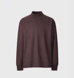 UNIQLOUブラッシュドジャージーモックネックTシャツ ワイン XL