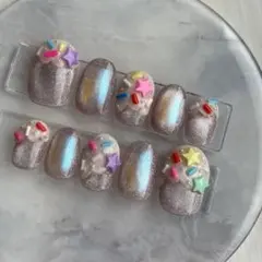 【オーダー受付】お菓子ネイル/カラフル/マグネットネイル/ゆめかわネイル/夢かわ