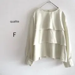 qualite ブライトツイルティアードブラウス イエロー F オフィス 通勤のサムネイル
