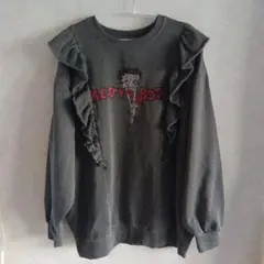 新品　BETTYBOOP 95周年記念 裏起毛トレーナー　ブラックsizeL