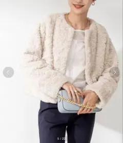 NOLLEY'S ノーリーズ ジャケット ブルゾン コート ノーカラー ファー