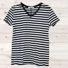 B2603 AZUL Tシャツ 半袖 カットソー(M) ボーダー 総柄 綿