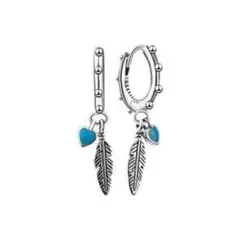 ハート ハワイアンジュエリー フープピアス 羽 フェザー ター 両耳 p065i