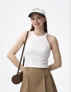 GUブラフィールクロップドホルターネックタンクトップ ブラック