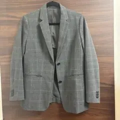 美品UNIQLO テーラードジャケット グレンチェック ダークグレーM