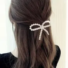 パール　リボン　ヘアピン　韓国　量産型　地雷系　ヘアクリップ