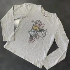 Disney キッズミニーラインストーングレー 長袖、ロンT 。サイズ L