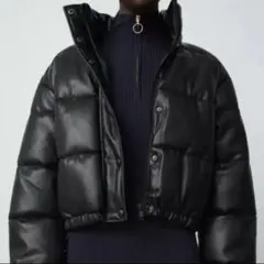 ZARA フェイクレザーダウンジャケット