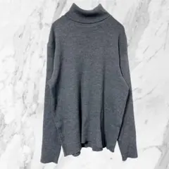 IY BASICS タートルネック ニット LL グレー ウール 日本製