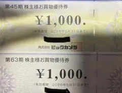 ビックカメラ コジマ株主優待券9000円分(1000円券 9枚)