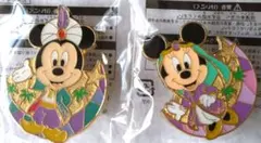 ミッキー ミニー アラジンスタイル ピンバッジ２個セット