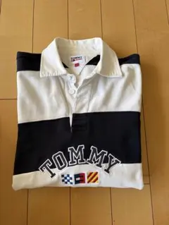 TOMMY JEANS ラガーシャツ ネイビー ホワイト