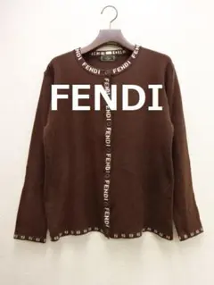 FENDI フェンディ カーディガン　襟ロゴ　袖ロゴ　FFロゴ　茶のサムネイル