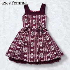axes femme 花柄ワンピース M ボルドー レース 編み上げ