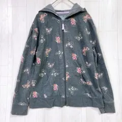 8-123【XL】キャットアンドジャック 蝶柄 パーカー ジップアップ長袖 総柄