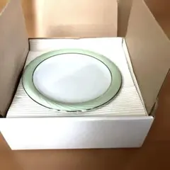 洋風皿　薄緑色とゴールドの線の縁取り　陶磁器皿　5枚セット