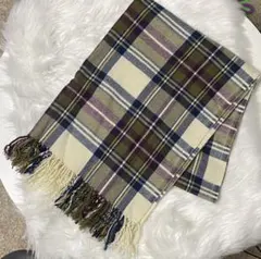 チェック柄 大判ストール_アイボリー×ネイビー×ボルドー