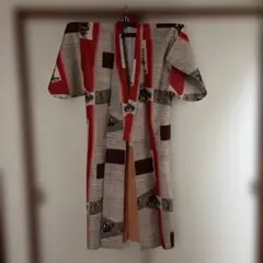 アンティーク着物 銘仙　小紋 格子 幾何学文様 レトロ